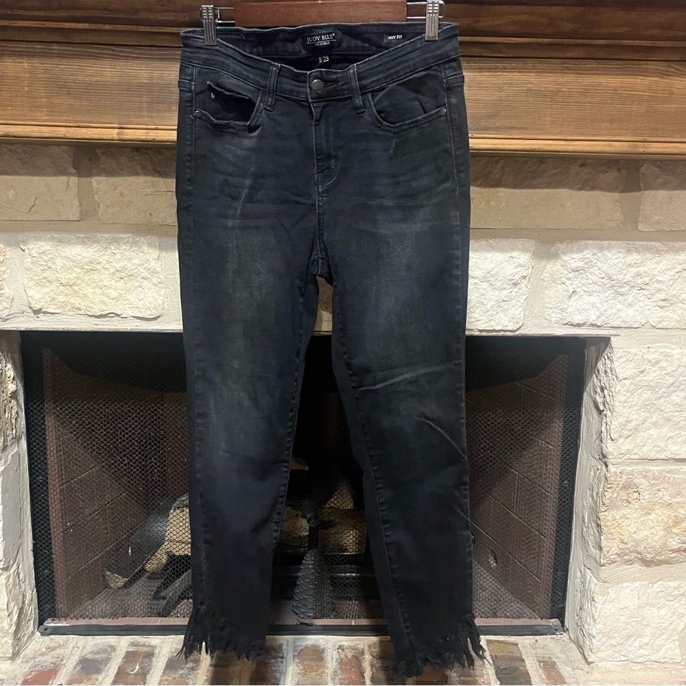 Judy Blue Black Skinny Fit Raw Hem Jeans